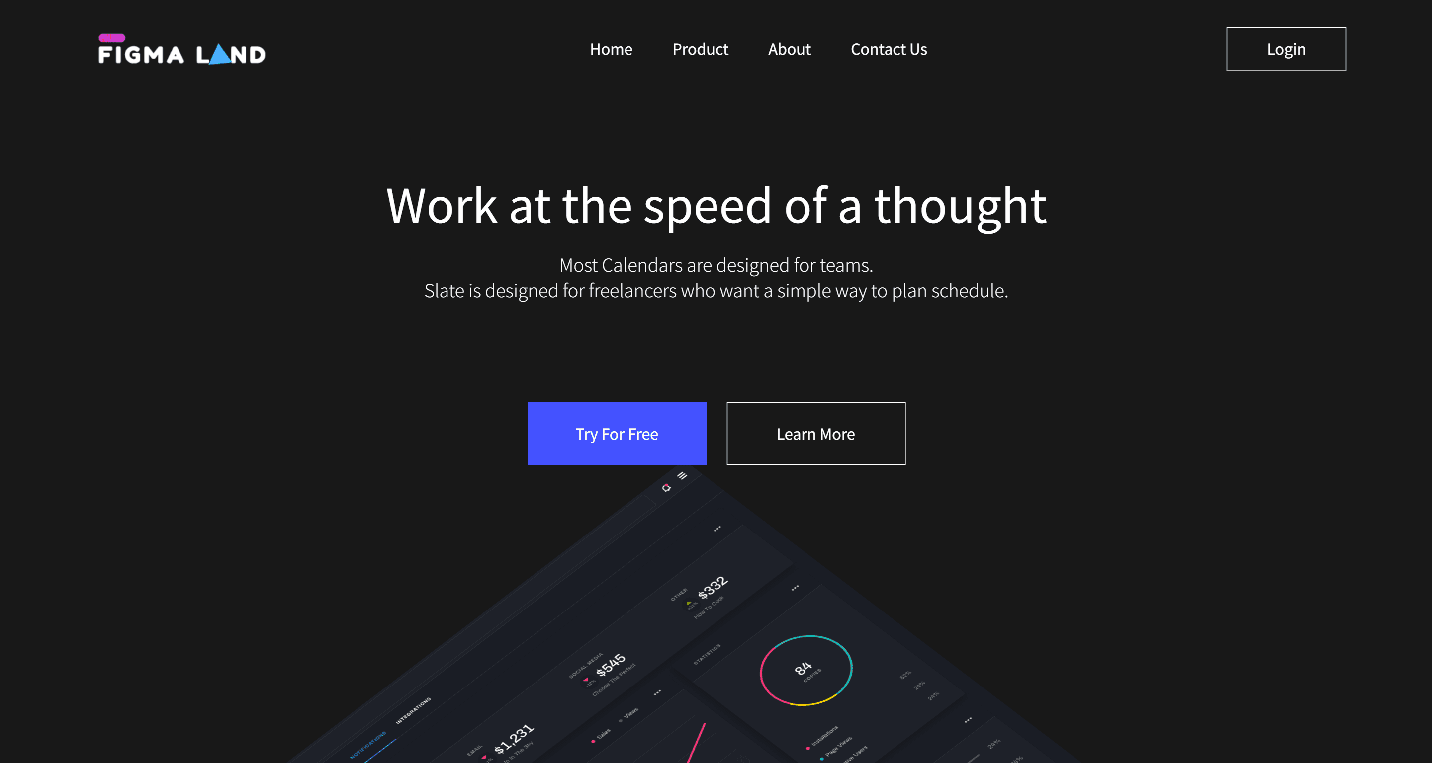 Landing Page Dark